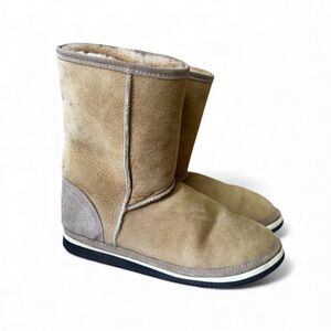 The Sandalman Tall Tan Suede Shearling Boots - 10